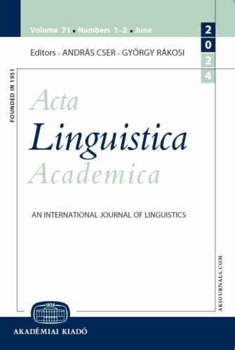 Acta Linguistica Academica ‒ Special issue in memory of László Kálmán